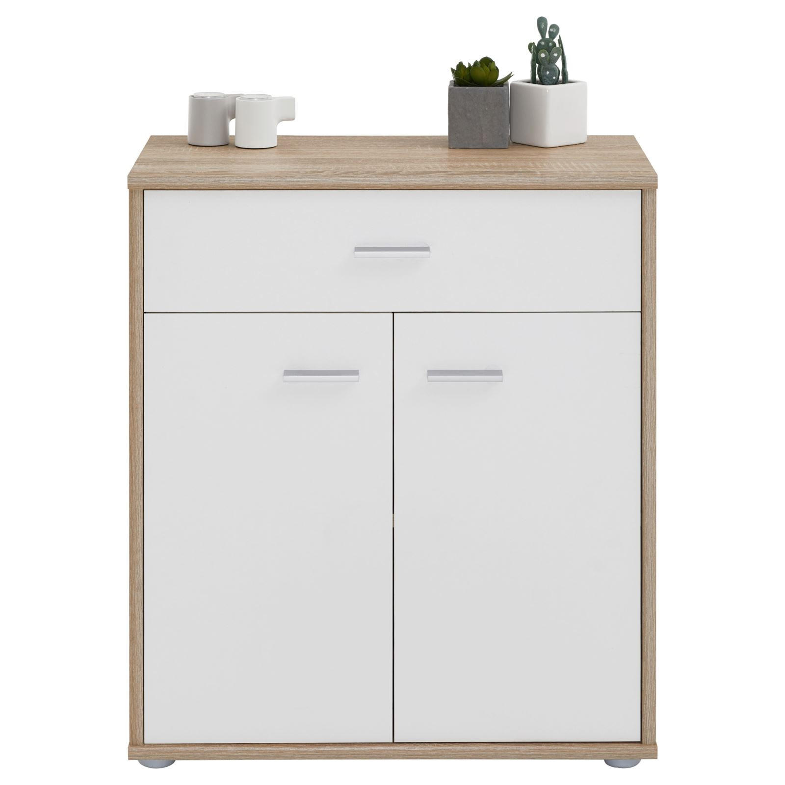 KOMMODE TOMMY - Weiß/Sonoma Eiche, Holzwerkstoff (60/70/30cm) - CARO-Möbel