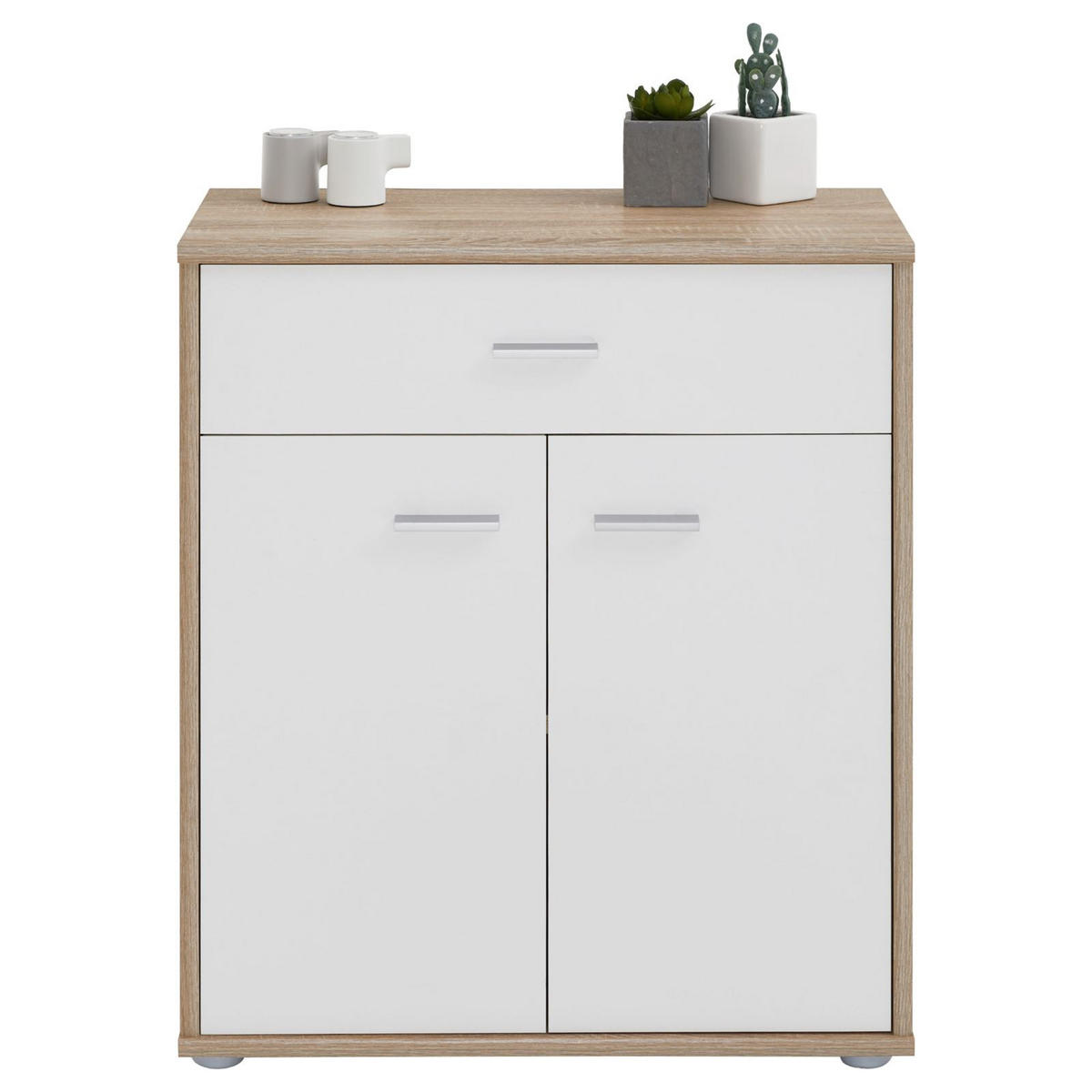 KOMMODE TOMMY - Weiß/Sonoma Eiche, Holzwerkstoff (60/70/30cm) - CARO-Möbel