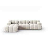 MODULARES-ECKSOFA links Bellis aus Samt leichtes beige 4 Sitzplätze - Creme, Textil (122/285cm) - Micadoni