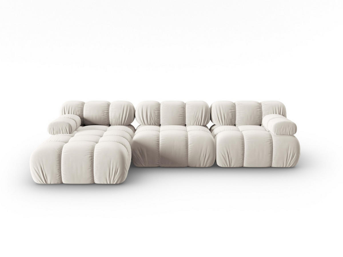 MODULARES-ECKSOFA links Bellis aus Samt leichtes beige 4 Sitzplätze - Creme, Textil (122/285cm) - Micadoni