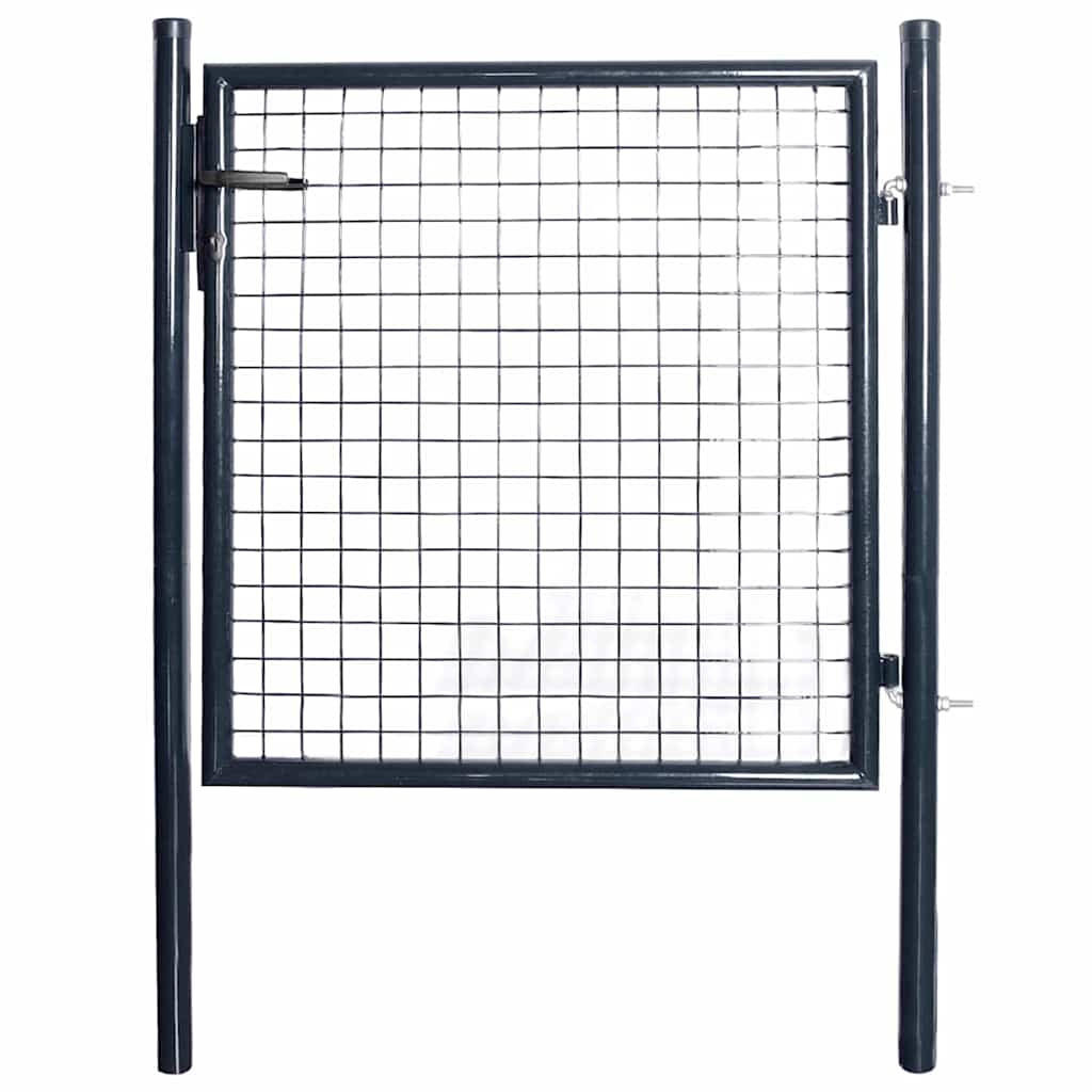 GARTENTOR mit Maschendraht, 100/100 cm, aus Stahl, Anthrazitgrau - Grau, Metall (100/150cm) - vidaXL