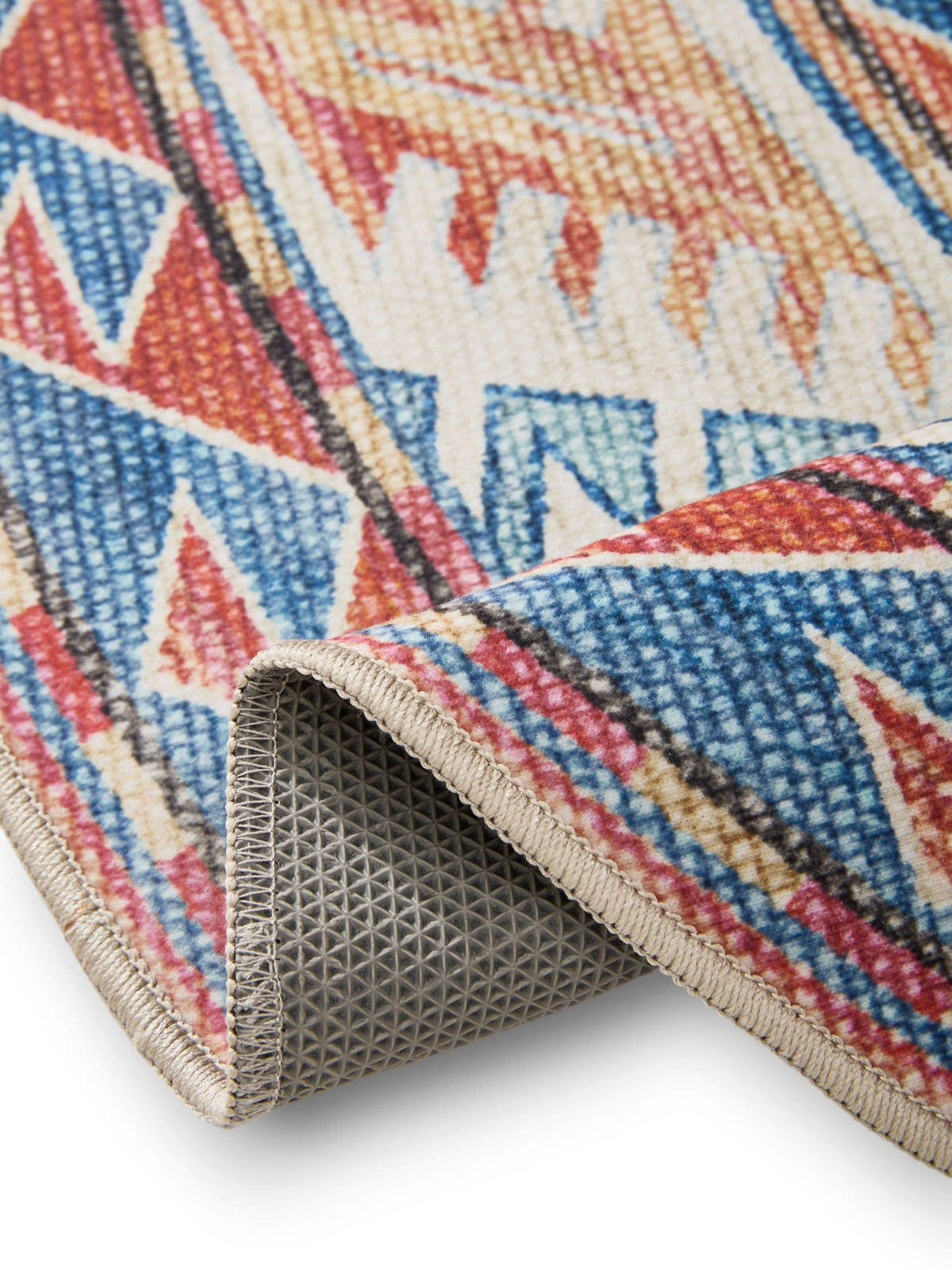 VINTAGE-TEPPICH George waschbar ø 120 cm rund - Blau, Kunststoff (120/120cm) - benuta