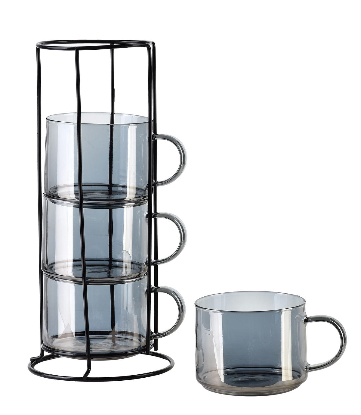 SADA šálků, sklo, šedá - šedá, sklo (0.35L) - Mondex