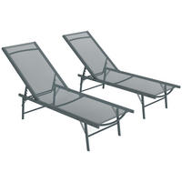 SONNENLIEGE 2er-Set DE-15648 5-fach verstellbar Hellgrau - Hellgrau, Metall (54/84/164cm) - ComfortXL