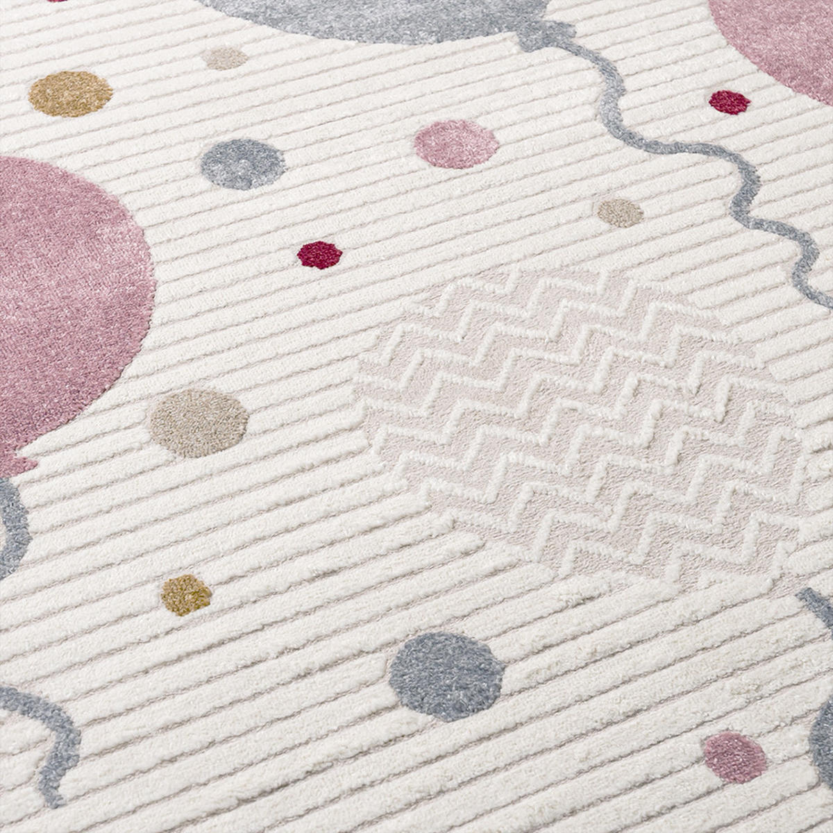 KINDERTEPPICH Alora Rosa Mazovia 160x230cm Creme Blau Ballon Kurzflor - Blau, Textil (160/230cm) - Mazovia