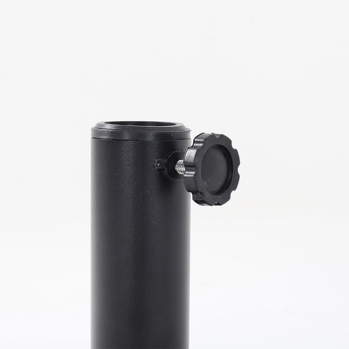 SONNENSCHIRMSTÄNDER Sonnenschirmfuß mit Rollen aus PE + Concrete in Rattanoptik Schwarz wetterfest und standfest ohne Befüllen Ø45 × 30 cm 25 kg - Schwarz, Metall (57/51cm) - Livingandhome