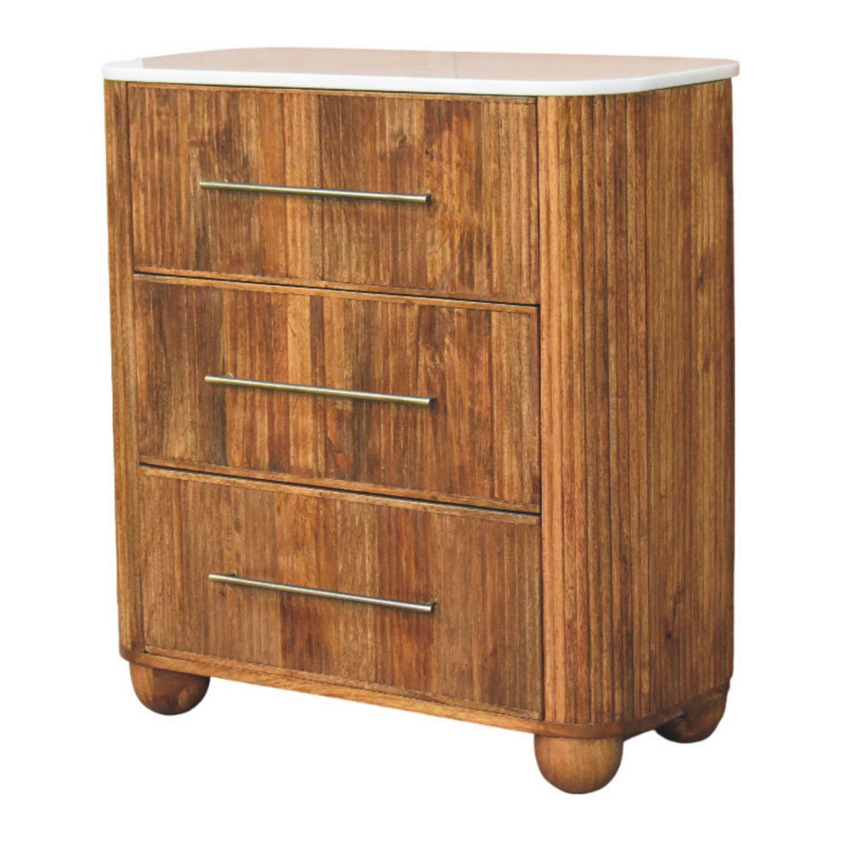 KOMMODE mit Golden-Teak-Finish, 3 Schubladen, T-Bar-Griffe, braun - Braun, Holz (74/78/34cm) - Artisan Furniture