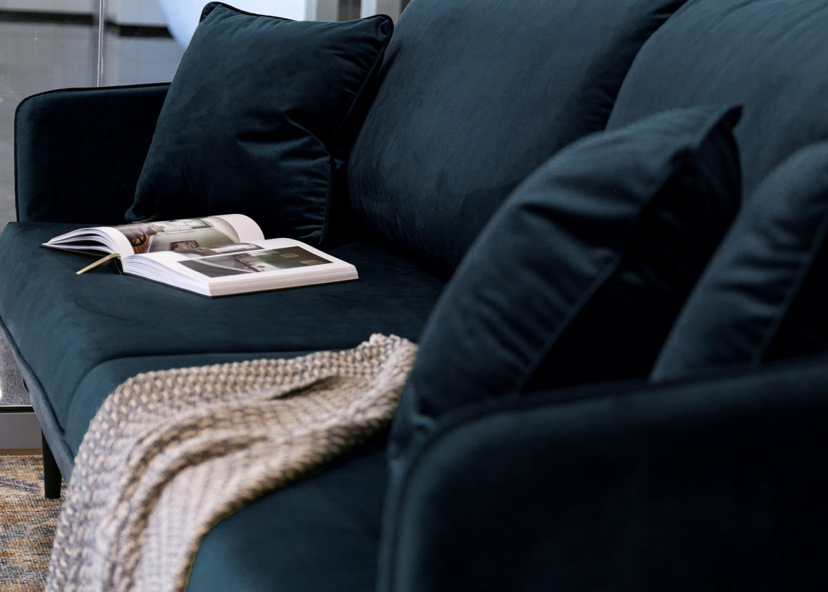 SCHLAFSOFA Volio Dunkelblau schwarzen Beinen - Schwarz/Dunkelblau, Textil/Metall (221/90/100cm) - Selsey