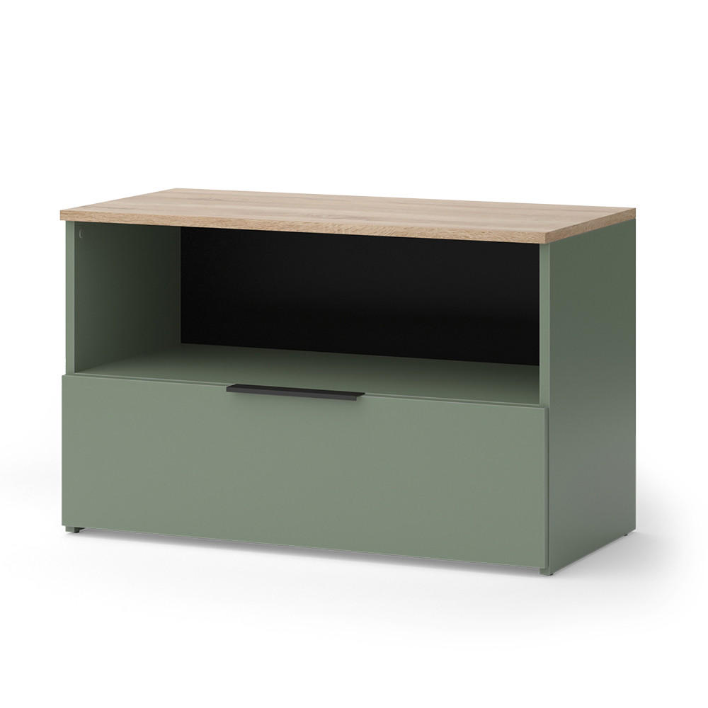 KOMMODE Wido Grün 80 x 50 cm mit 1 geschlossenem Fach - Grün/Sonoma Eiche, Holzwerkstoff (80/50/40cm) - Vicco