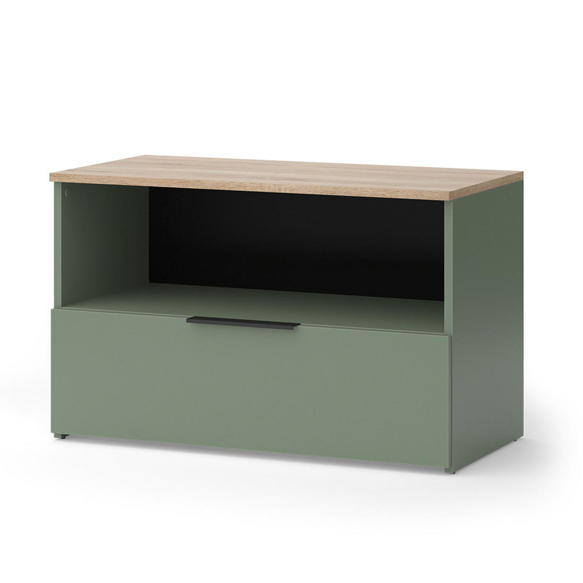 KOMMODE Wido Grün 80 x 50 cm mit 1 geschlossenem Fach - Grün/Sonoma Eiche, Holzwerkstoff (80/50/40cm) - Vicco