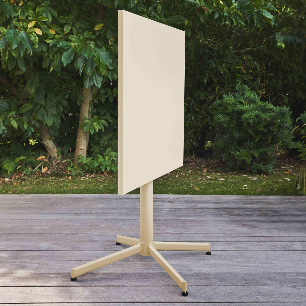 GARTENTISCH , klappbar, Elfenbeinfarbe - Creme, Metall (70/70/72cm) - Oviala