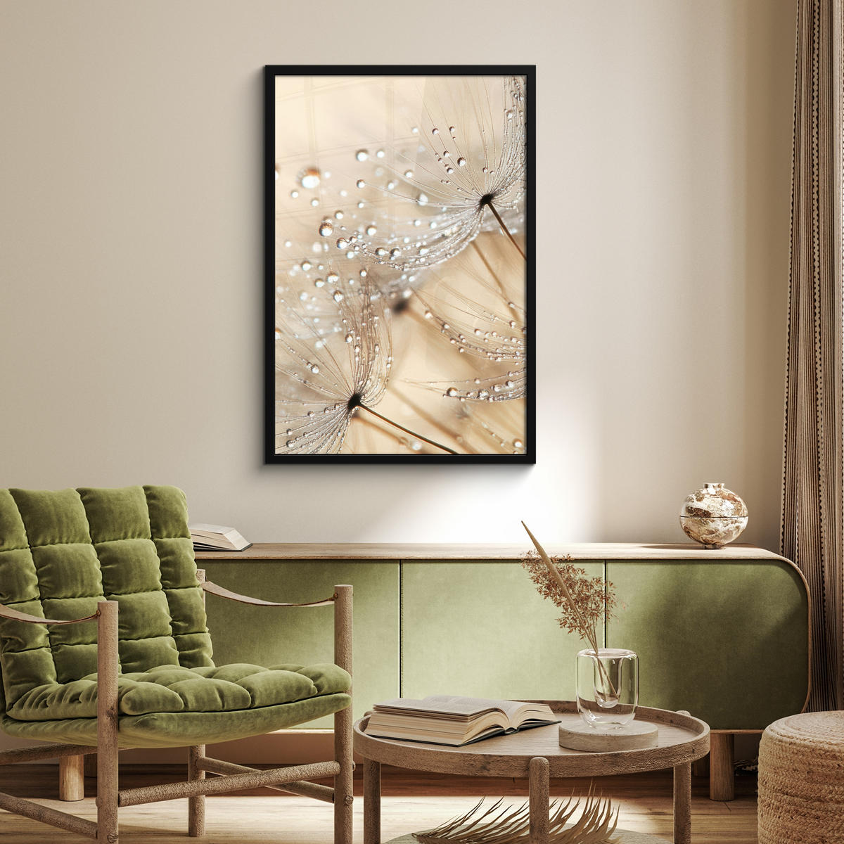 ZARÁMOVANÝ PLAGÁT Púpava - Abstraktné - Príroda - Béžová 60x90 cm - hnedá, papier (60/90cm) - MuchoWow