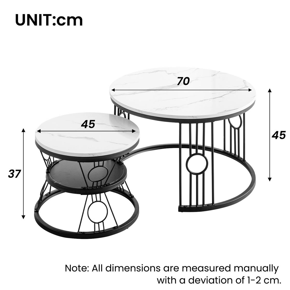 COUCHTISCH 2er-Set mit Sicherheitsdesign ohne Lötstellen - Weiß, Holzwerkstoff (70/70/45cm) - OKWISH