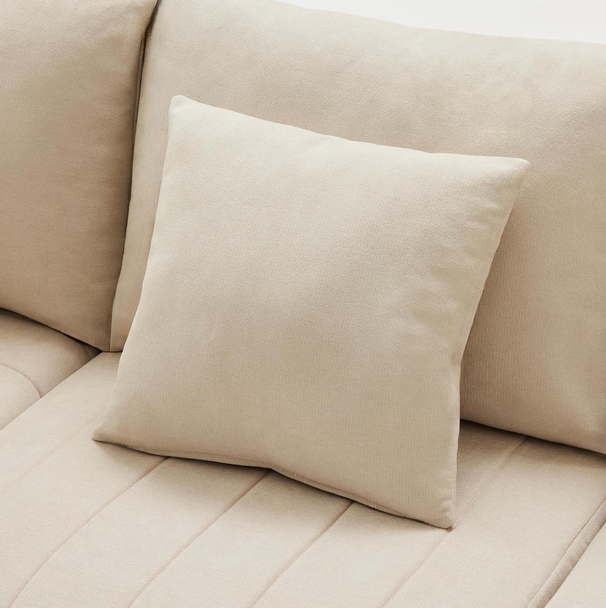 ECKSOFA 220/194/85 cm mit beweglichem Fußhocker, modularer U- und L-Form, aus Baumwoll-Leinenstoff, Beige - Beige, Textil (220/194cm) - Redom