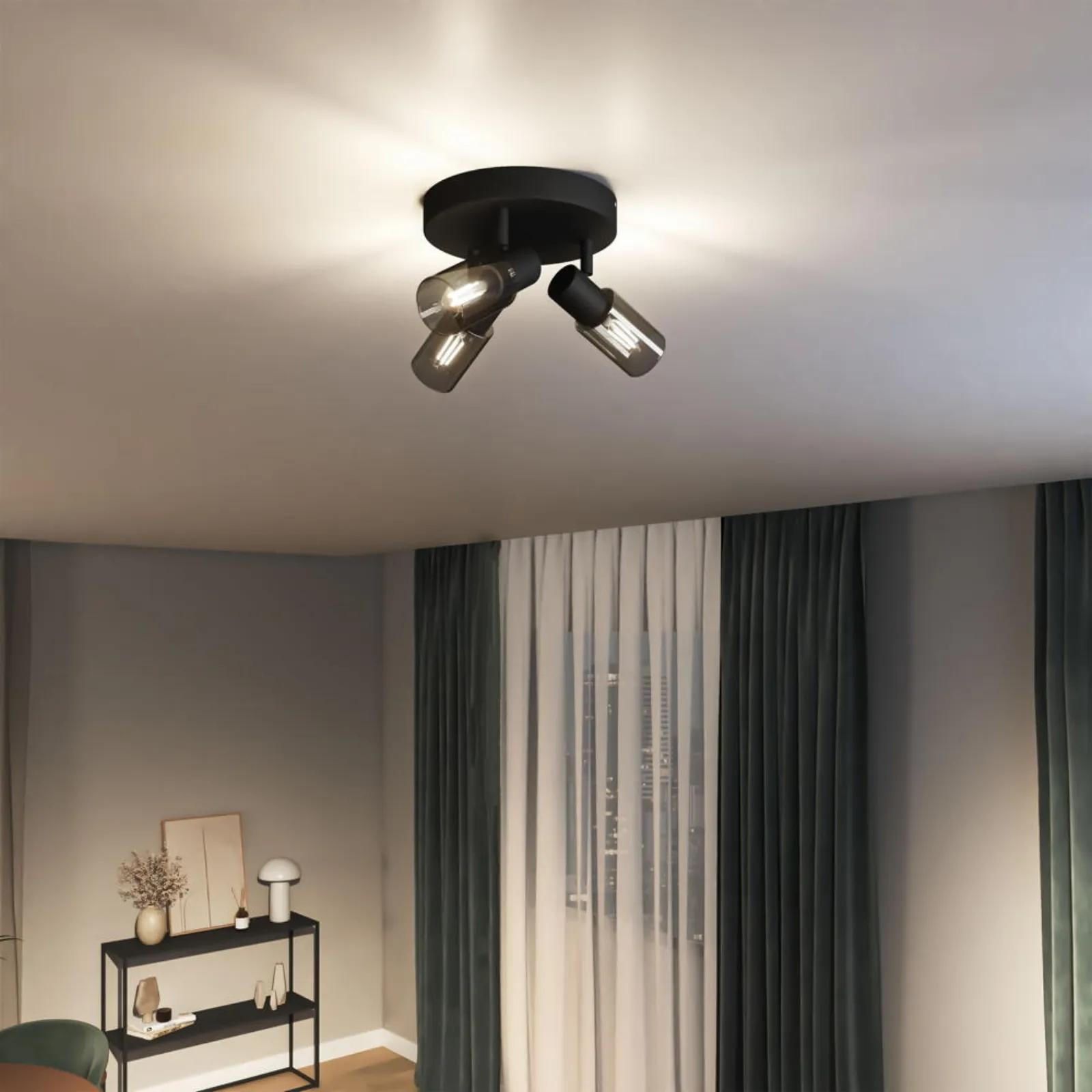 DECKENLEUCHTE Palms Schwarz-transparent - Schwarz, Glas (9.8/9.8/13.7cm) - Philips