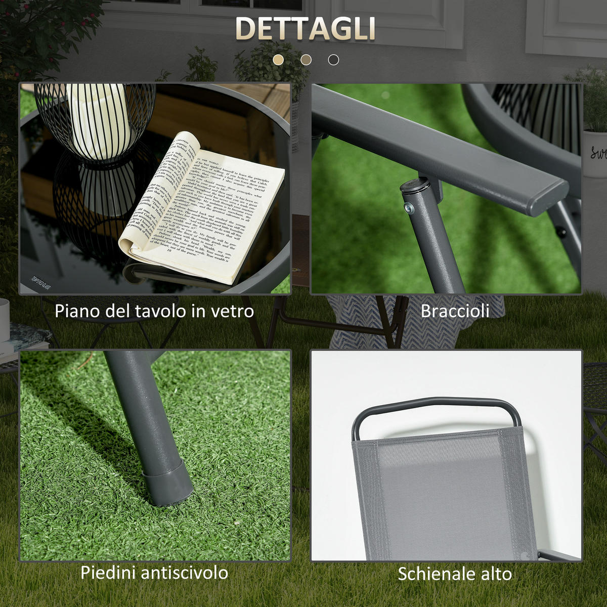 GARTEN-BEISTELLTISCHSET Hellgrau 3 Stück - Hellgrau, Metall (53.5/64/93cm) - GiPP