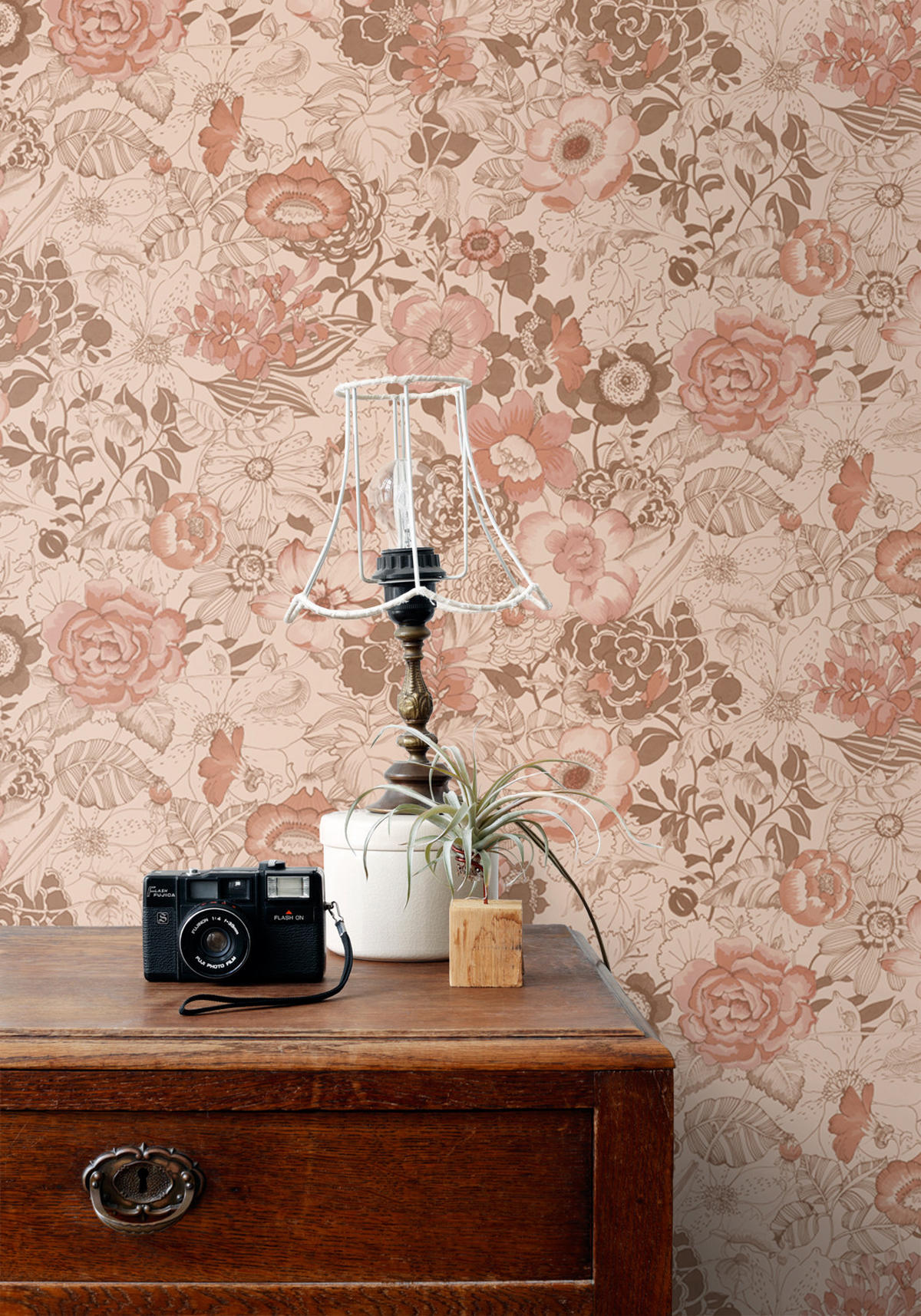 TAPETE Blumenmuster 53 cm x 10.05 m - Terracotta, Papier (53/1000cm) - ESTAhome