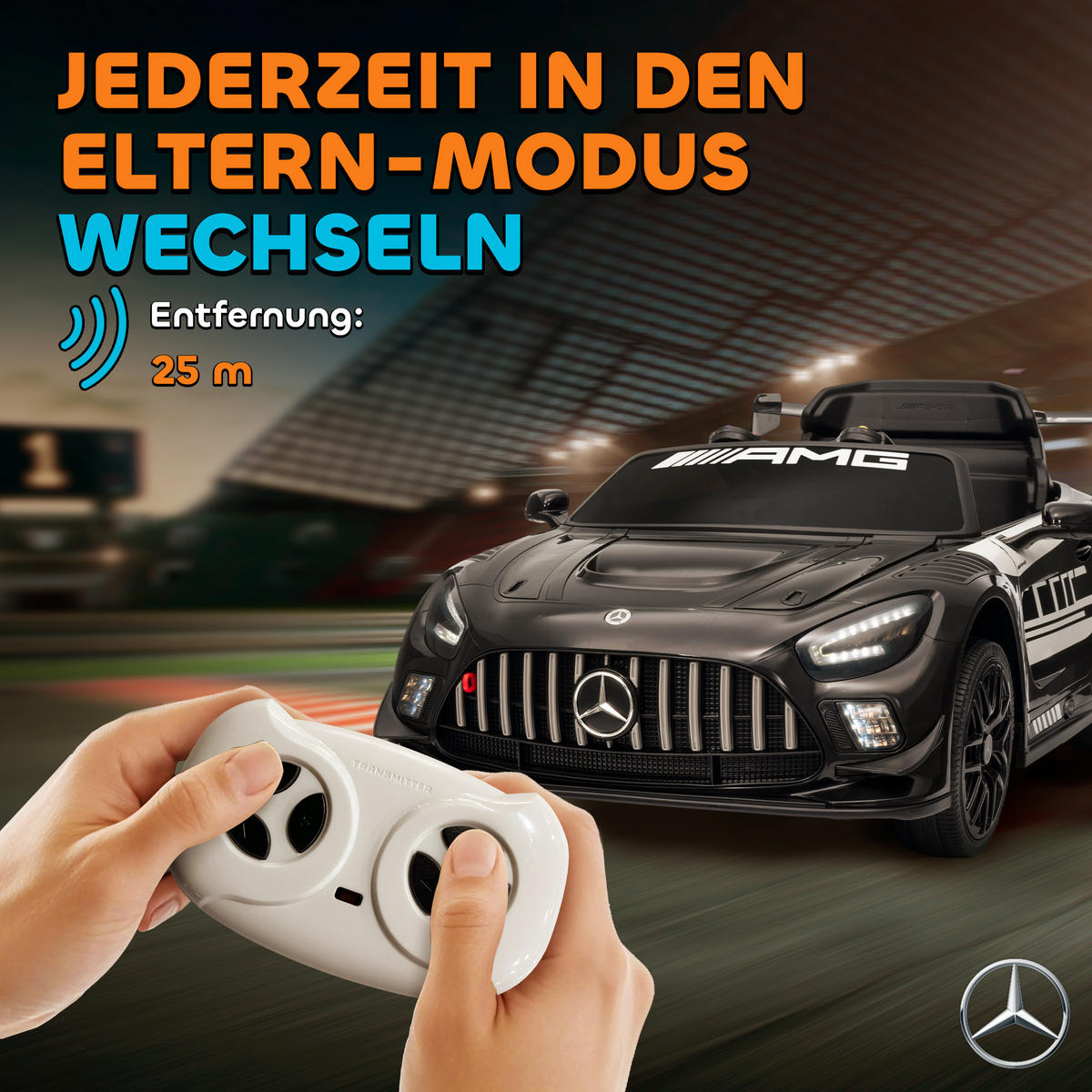 KINDER-ELEKTROAUTO Mercedes-AMG 12V mit Fernbedienung Musik Leuchte - Schwarz, Metall (115/66/44cm) - AIYAPLAY