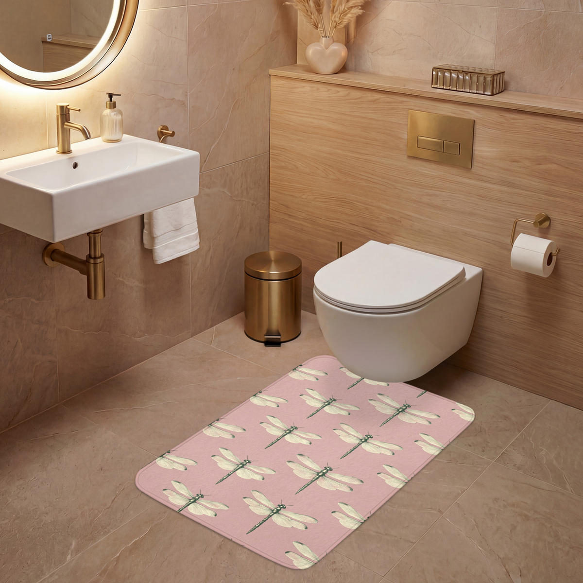 WC-VORLEGER Lillibells - Muster - Rosa Toilettenvorleger 60x90 cm - Rosa, Kunststoff/Textil (60/1cm) - OnlyWow