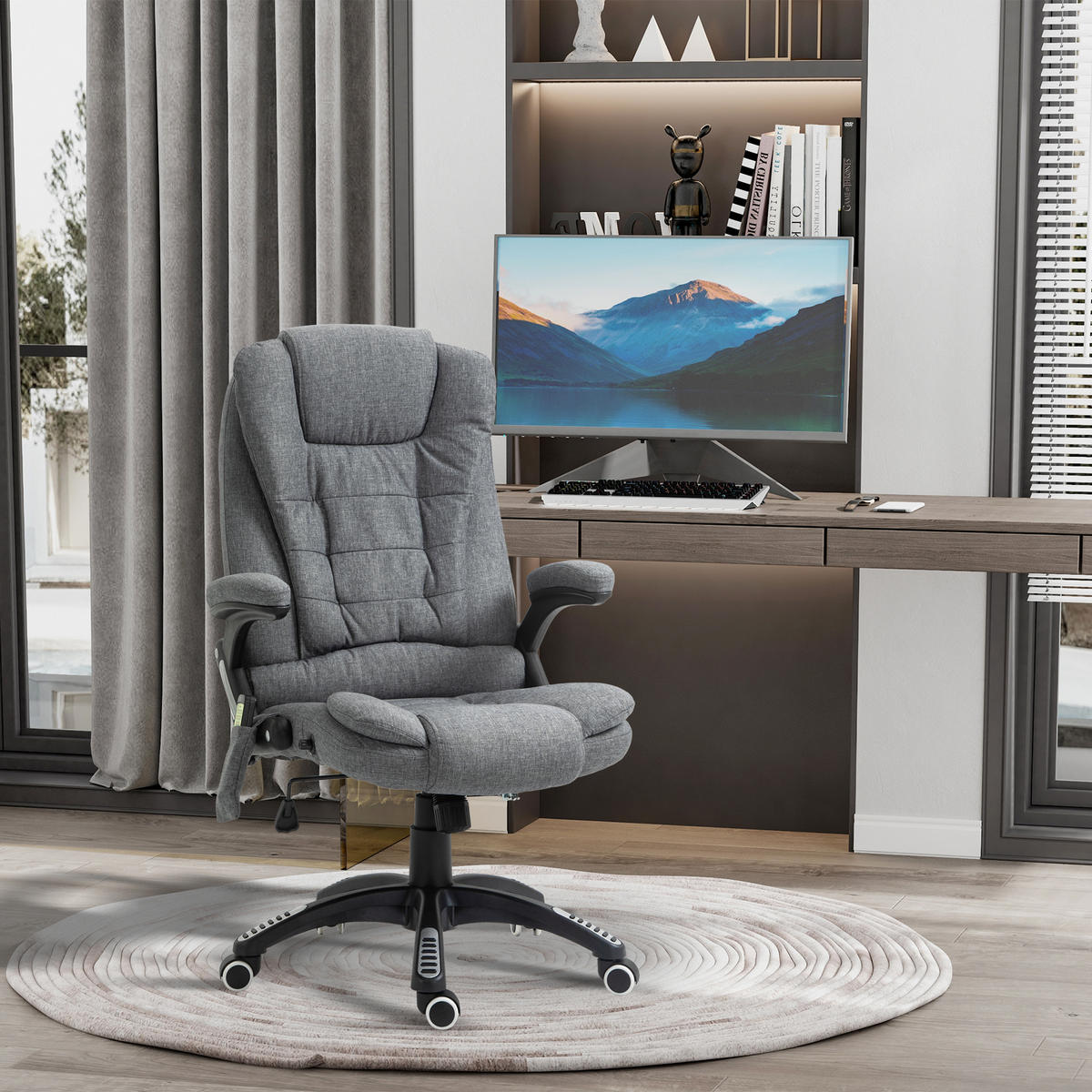 MASSAGESESSEL Chefsessel Gamingstuhl Drehstuhl Massagebürostuhl Grau - Schwarz/Grau, Kunststoff/Textil (74/116/67cm) - Vinsetto