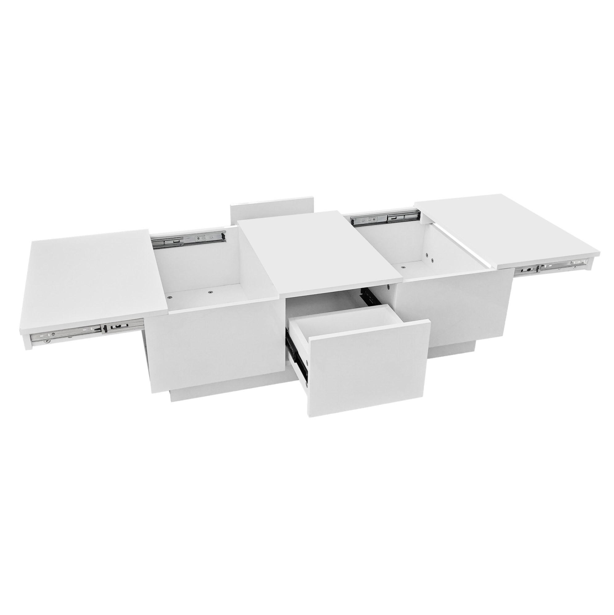 COUCHTISCH, Weiß Hochglanz, Spanplatte, Push-Pull-Stauraum mit Schubladen, 100/50/31 cm, Weiß - Weiß, Holzwerkstoff (100/50/31cm) - Redom