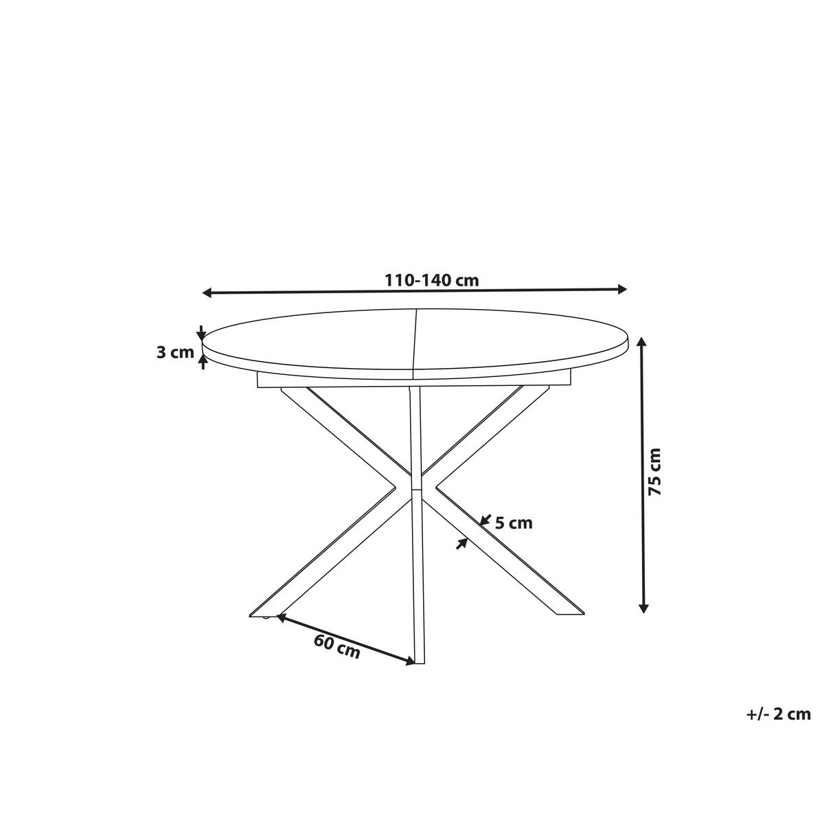 AUSZIEHBARER-ESSTISCH 110/140-110 cm Dunkler Holzfarbton/Schwarz Friona - Dunkelbraun/Schwarz, Holzwerkstoff (140/110/75cm) - Beliani