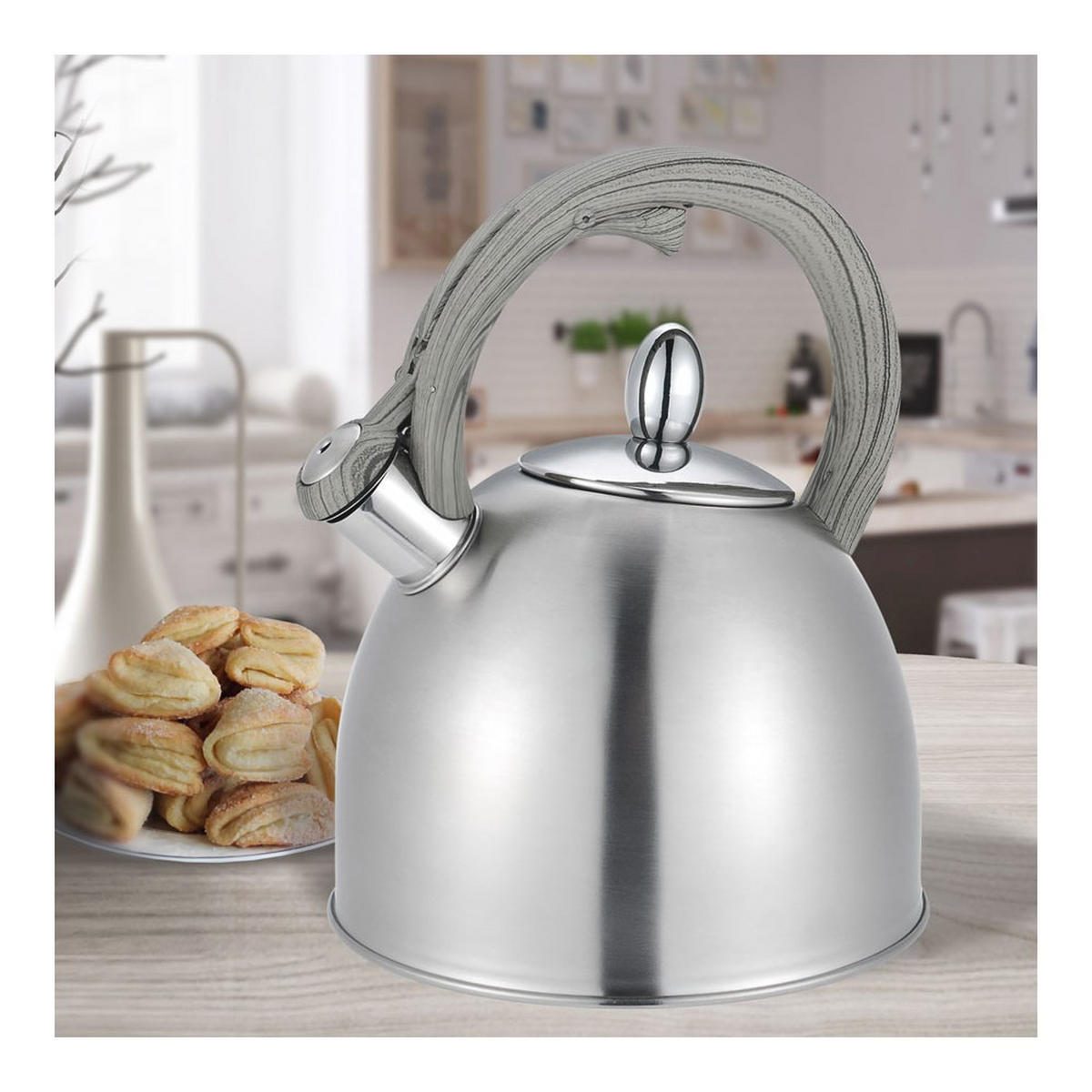 WASSERKESSEL Silber 23/21/22 cm MR1312 - Silberfarben, Metall (23cm) - Maestro 