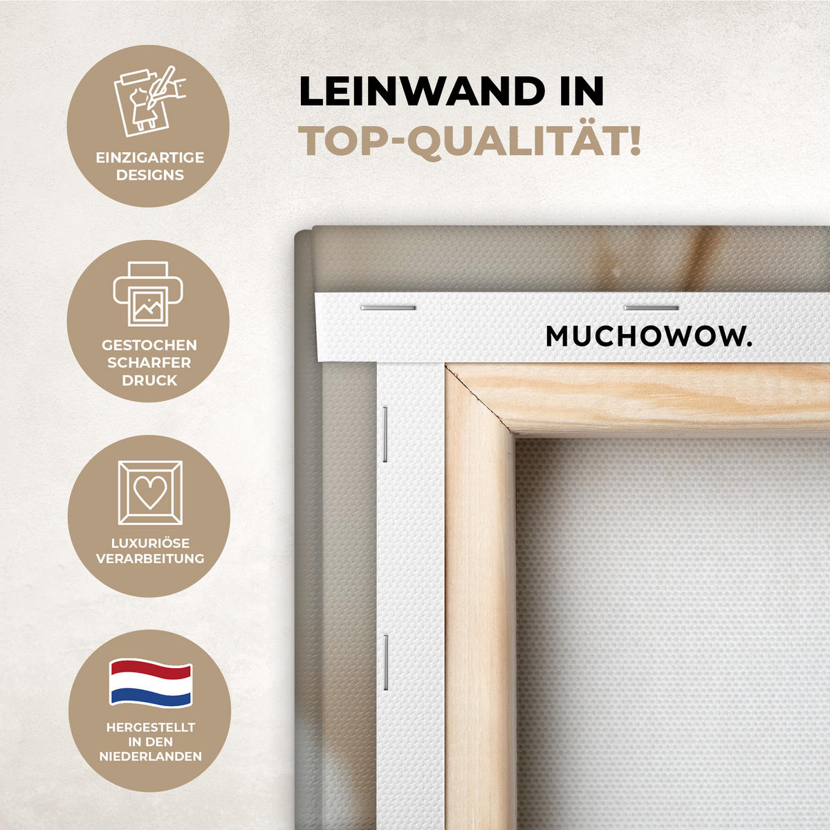 LEINWANDBILD Blumen - Winter - Weiß - Schnee - Beige Groß 140x90 cm - Creme, Textil (140/90cm) - MuchoWow