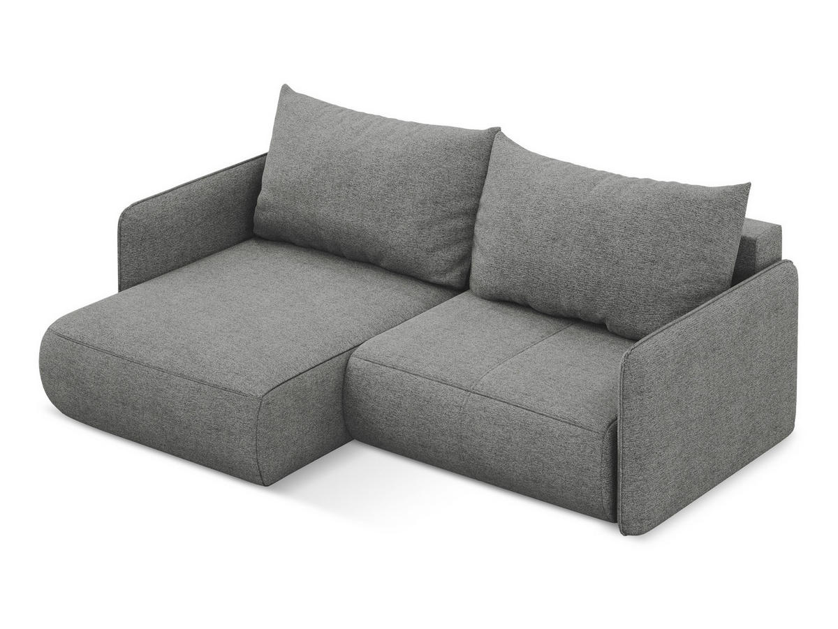ECKSOFA mit Schlaffunktion Chenille Stoff Grau - Schieferfarben/Schwarz, Kunststoff/Textil (148/207cm) - Makamii