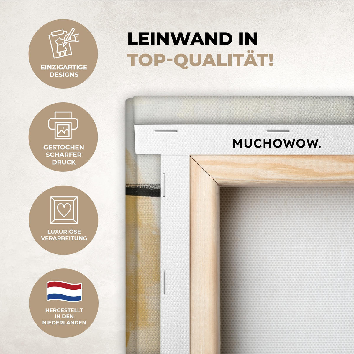 LEINWANDBILD Farbe - Abstrakt - Farben 50x50 cm - Currygelb, Textil (50/50cm) - MuchoWow