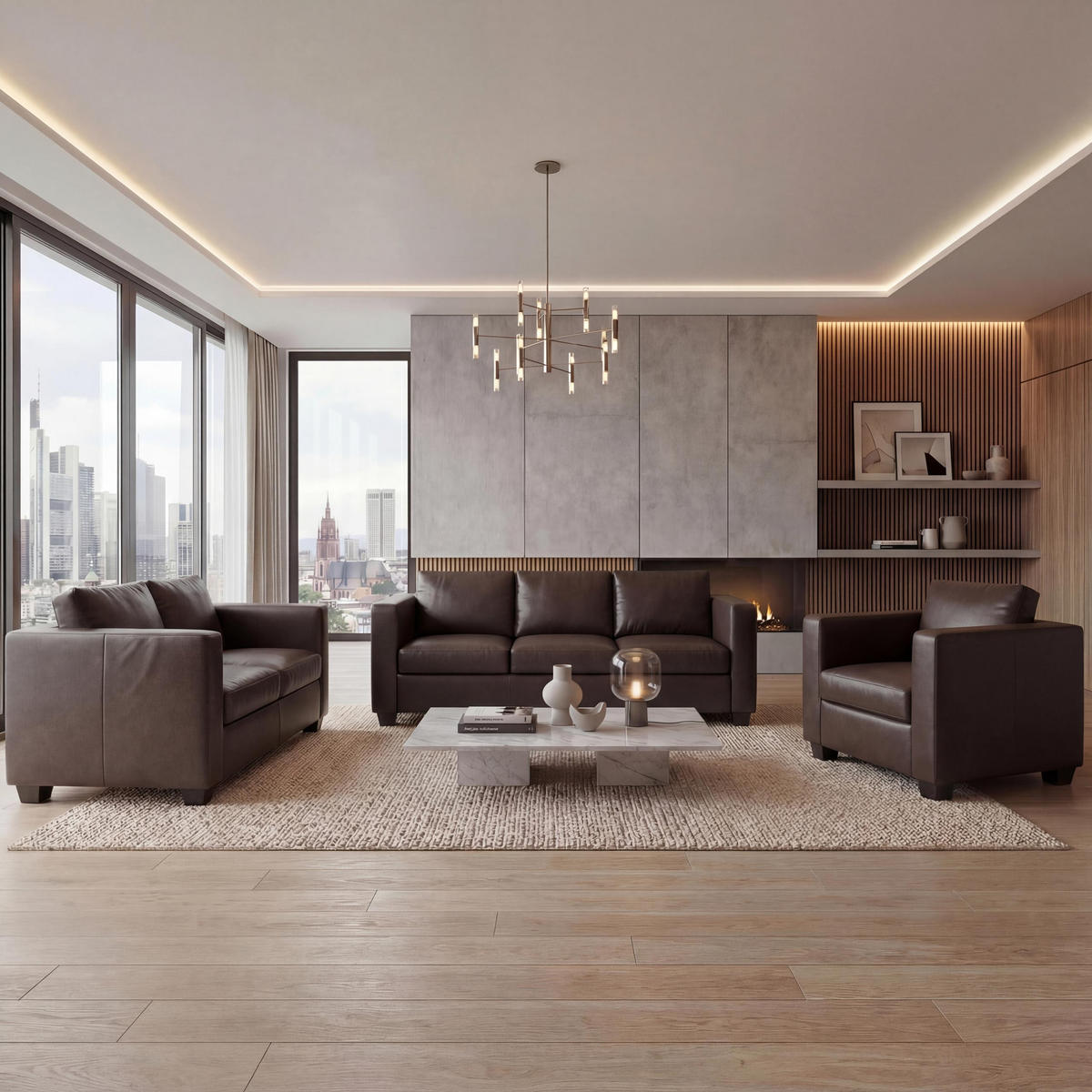 SOFAGARNITUR Dunkelbraun - Dunkelbraun, Textil (450/70/200cm) - MCW