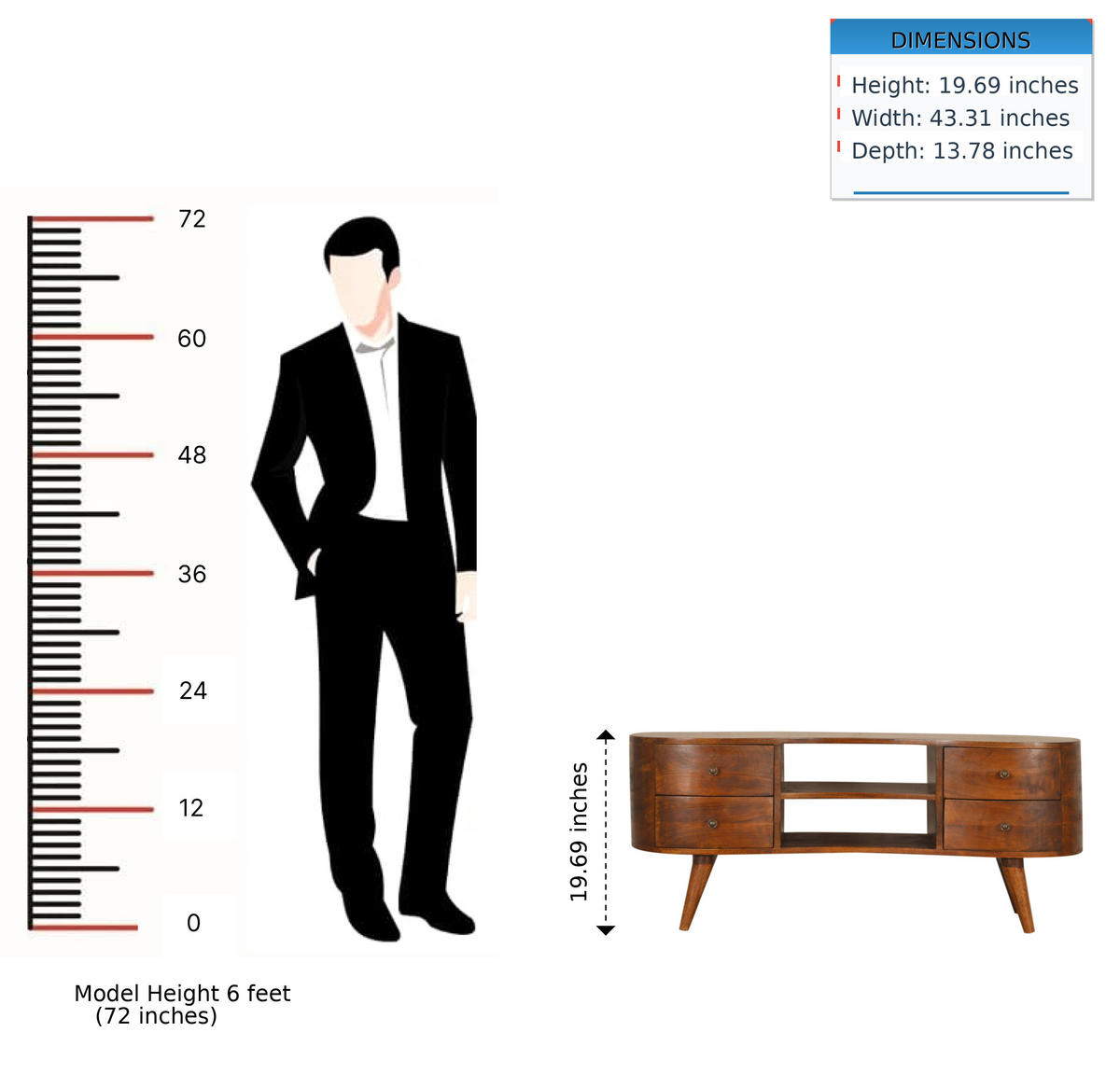 TV-LOWBOARD Dunbar für TVs bis zu 42" - Messingfarben/Braun, Holz/Metall (110/50/35cm) - Artisan Furniture