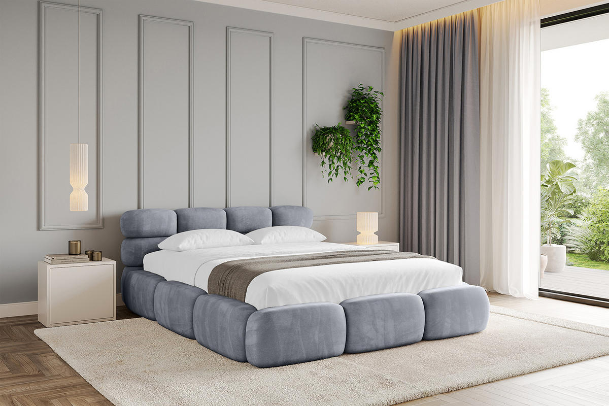 POLSTERBETT mit Bettkasten und Lattenrost, Boxbett ohne Matratze - NOMA 120x200 Grau - Grau, Holzwerkstoff/Textil (120/200cm) - ALTDECOR