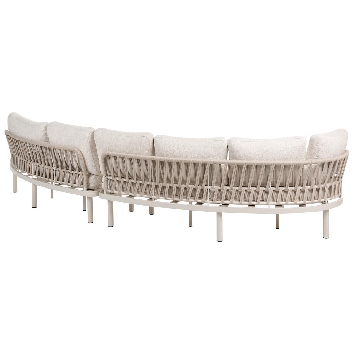 GARTENSOFA 6-Sitzer mit Tischen Metall Hellbeige Oriolo - Beige, Metall (352/84/120cm) - Beliani