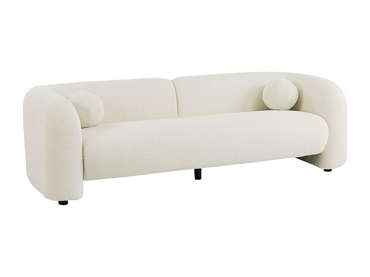 SOFA 3-Sitzer - Bouclé-Stoff - Weiß - Elfenbeinweiß - OVOTAS - Weiß, Textil (226/68/86cm) - Vente-Unique