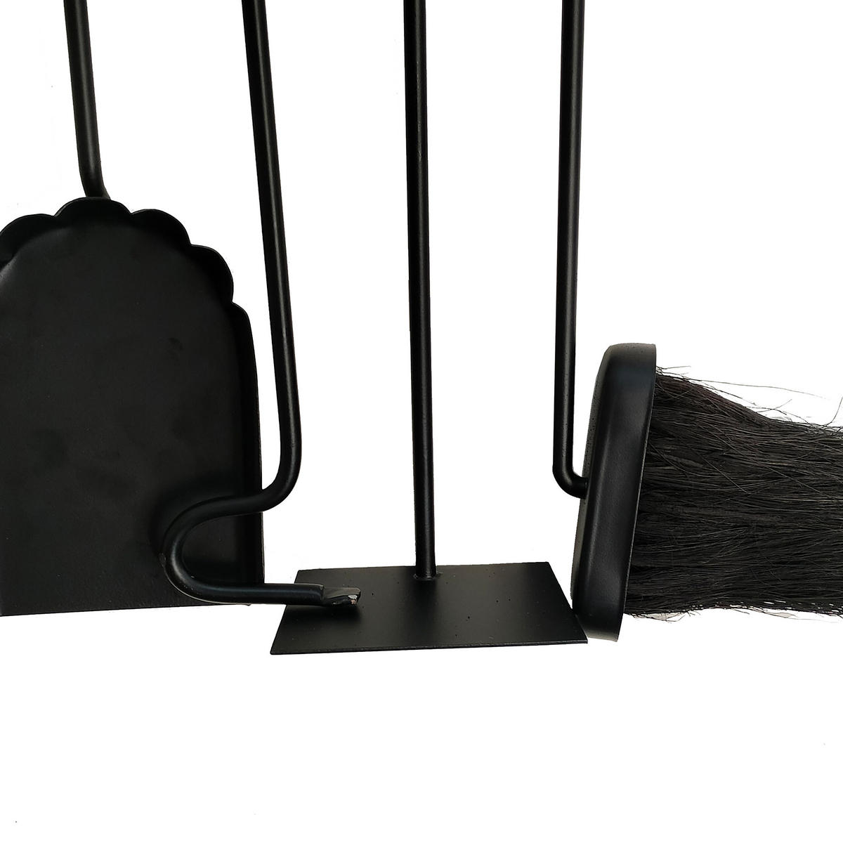 5-TLG.KAMINBESTECK-SET - Schwarz, Holz/Metall (20/57/6.5cm) - Relaxdays