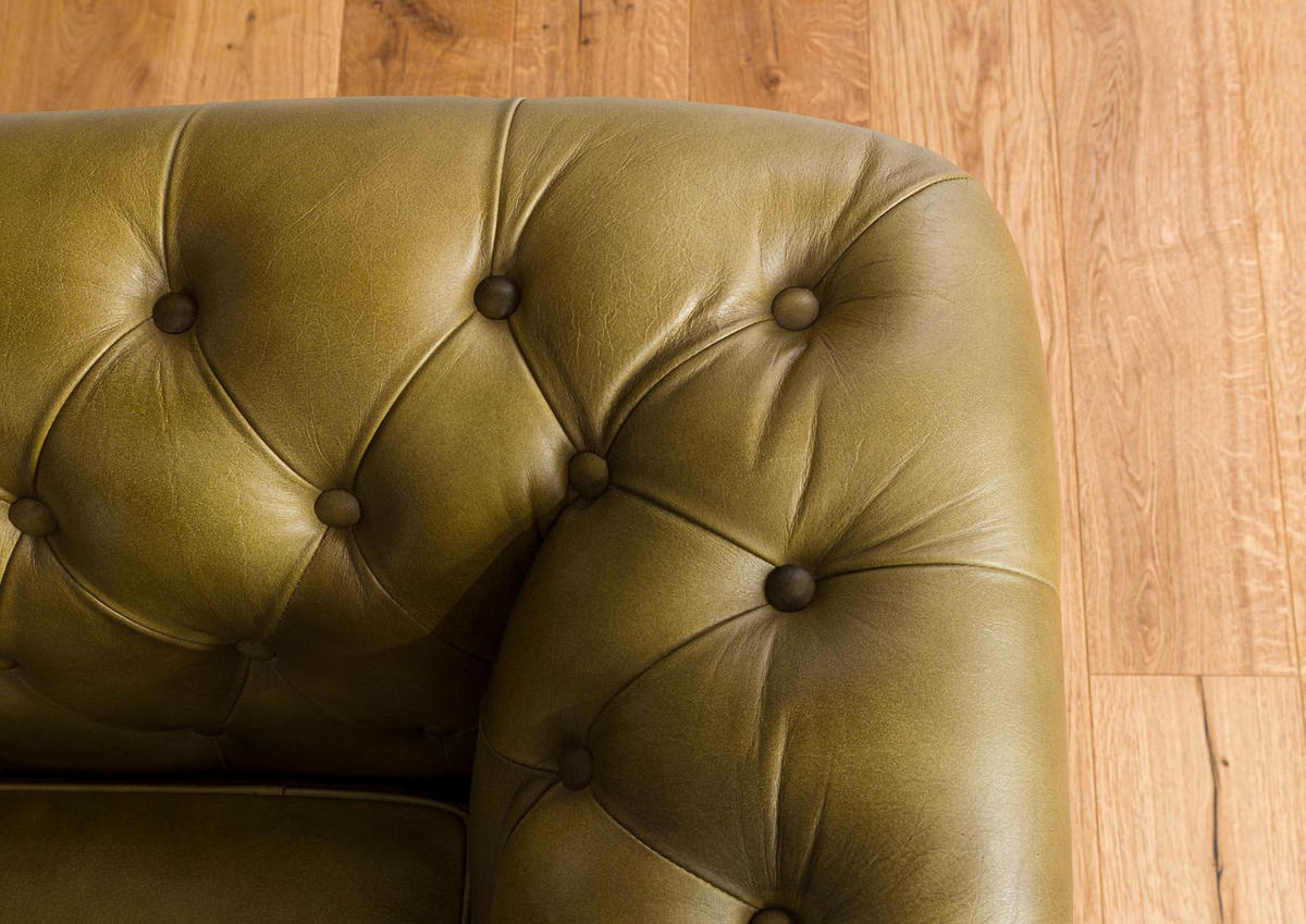 SOFA 4-Sitzer Echtleder 274x82x75 grün CHESTERFIELD #304 - Grün, Leder (274/75/82cm) - Massivmoebel24