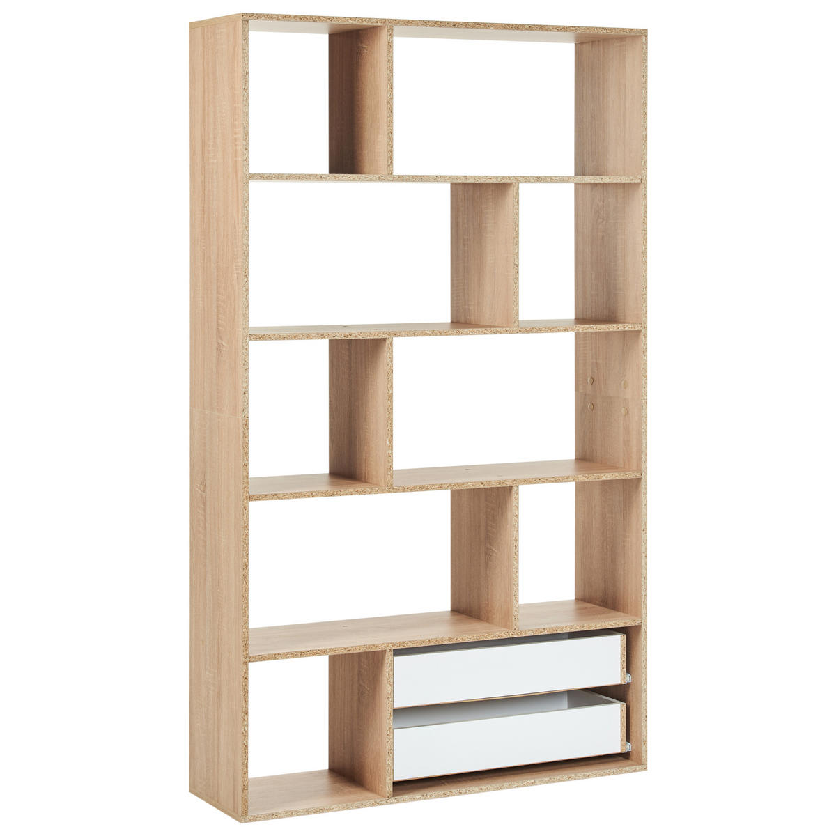 KNIHOVNA 185 cm Hnědá/Bílá Wadena - hnědá, kompozitní dřevo (110/185/32cm) - Beliani