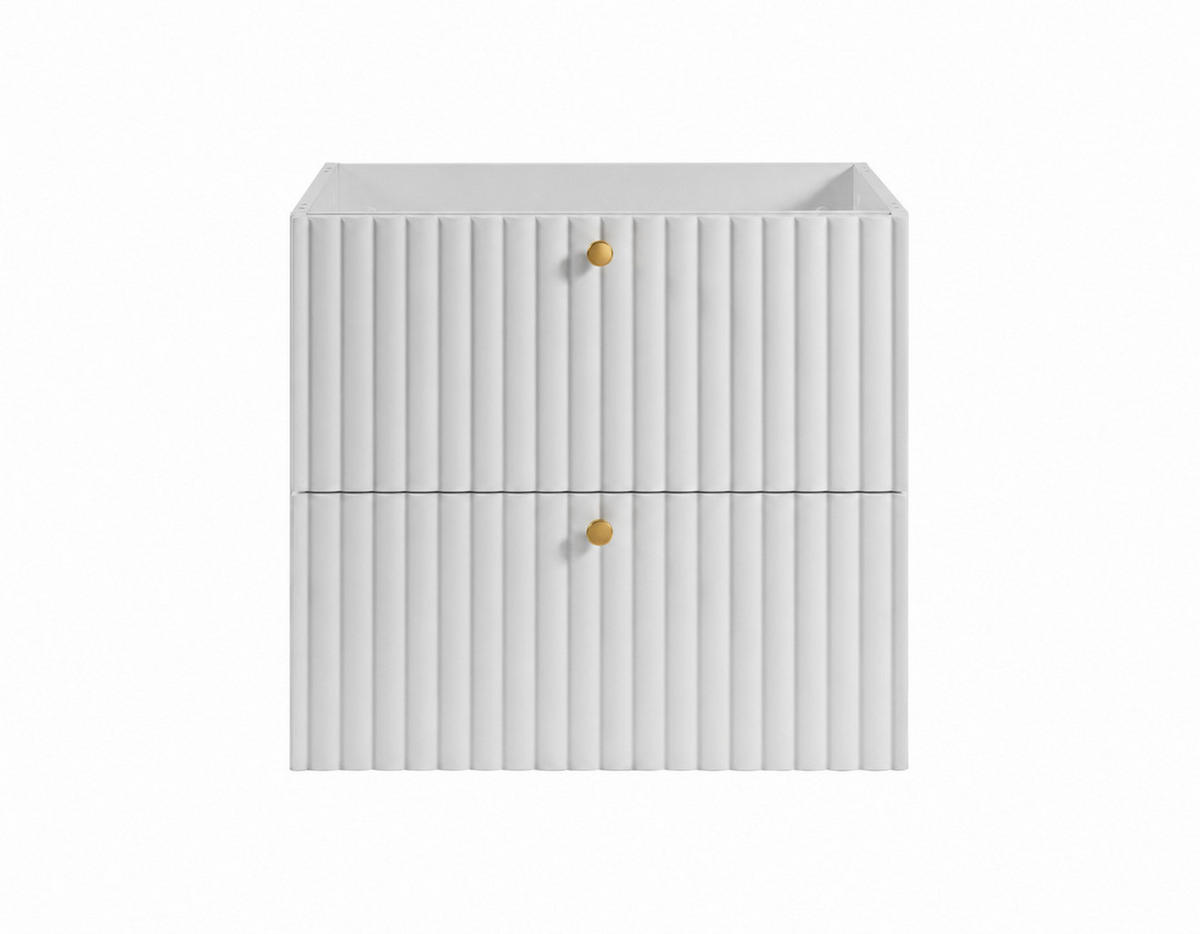BADEZIMMERSCHRANK: Weiß / Platte Helle Eiche / Griffe Gold / Beine Gold, 60 x 44,4 x 73,6 cm - Goldfarben/Weiß, Holzwerkstoff (60/73.6/44.4cm) - 3XE LIVING