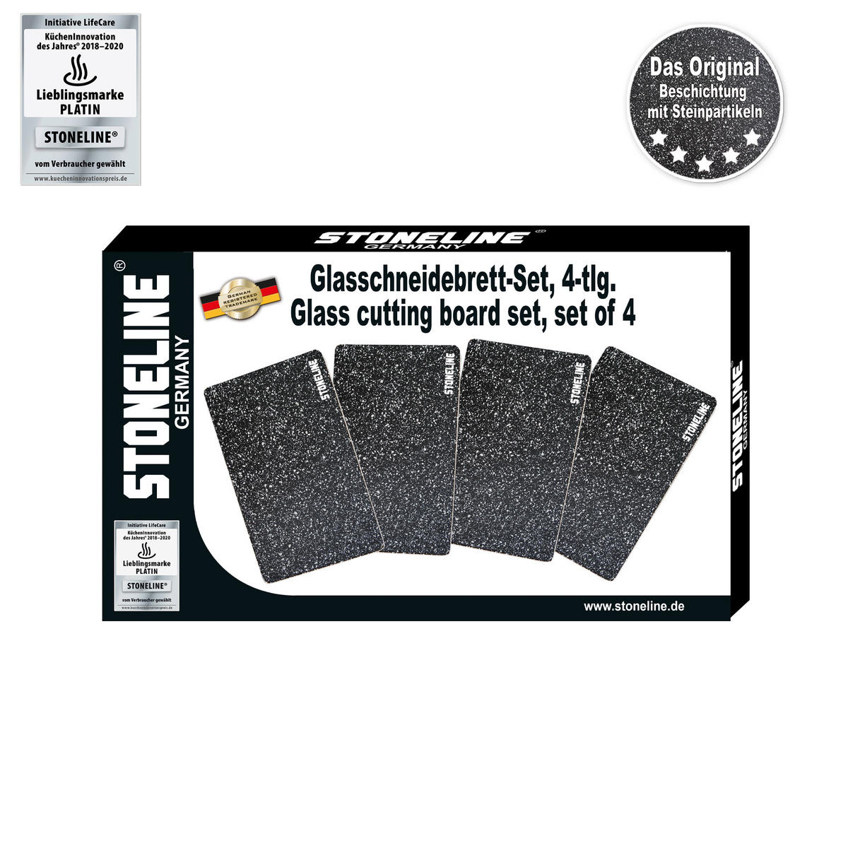 GLAS SCHNEIDBRETTER SET 4-TEILIG - Schwarz, Glas (17/27cm) - Stoneline