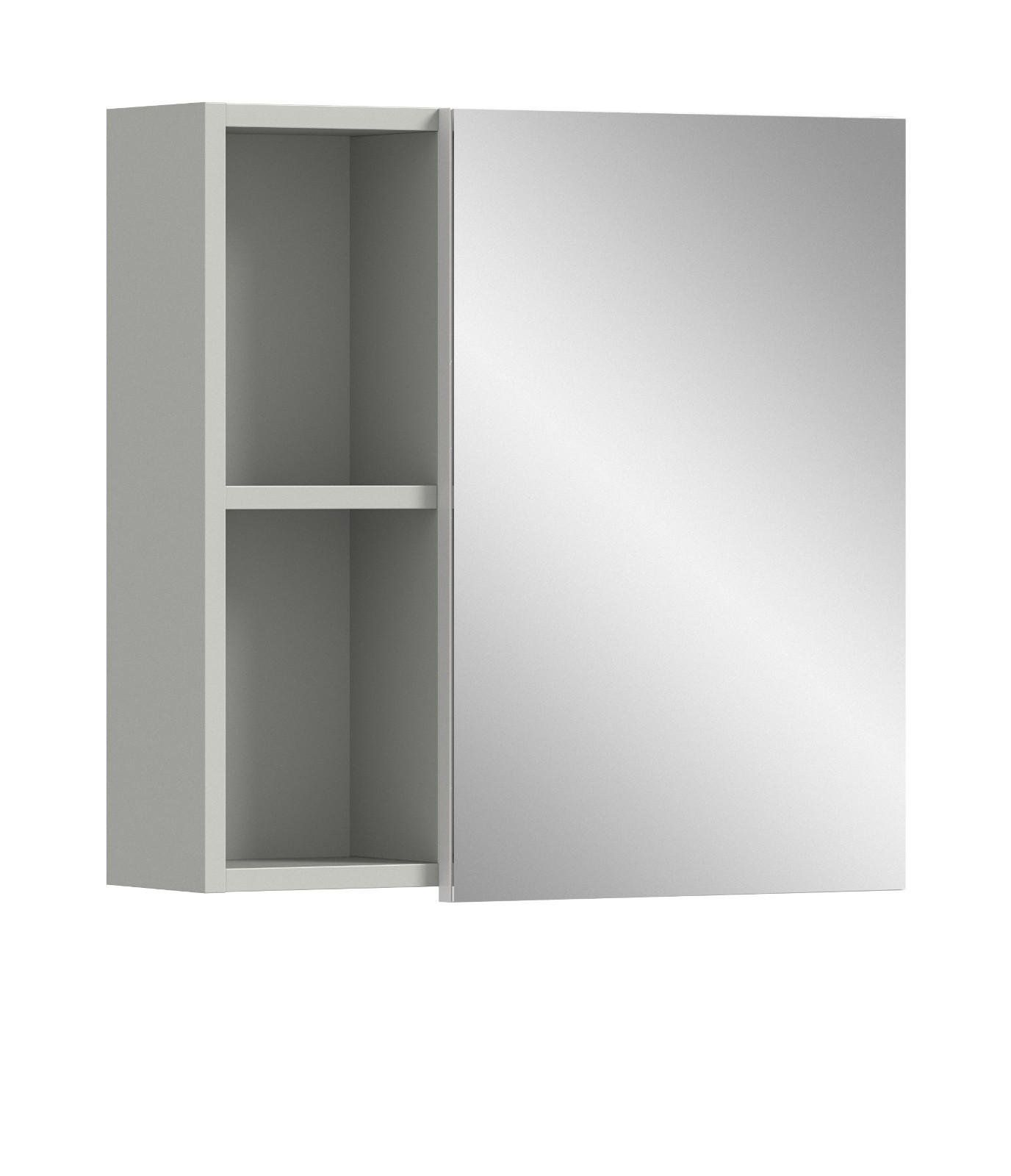 SPIEGELSCHRANK grau 55 cm, Badschrank mit Soft-Close - Grau, Glas/Holzwerkstoff (55/55/17cm) - Inn.Furn