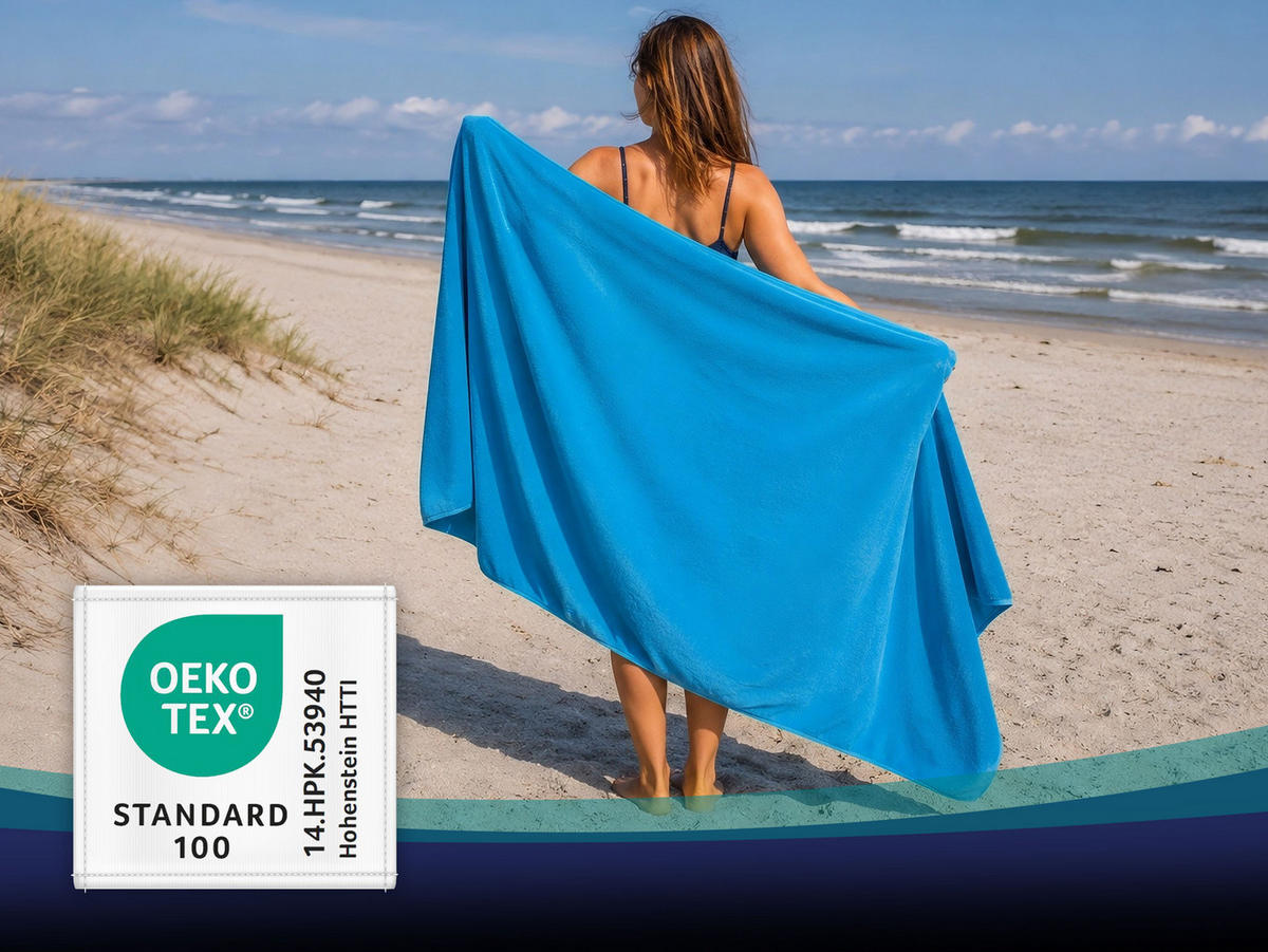 STRANDTUCH, 100x200 cm, 100% Baumwolle, Blau - Türkis, Textil (100/200cm) - Zollner