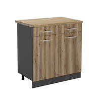 KÜCHENUNTERSCHRANK R-Line Artisan-Eiche 80 cm, AP Eiche - Anthrazit/Eiche Artisan, Holzwerkstoff (80/81.6/60cm) - Vicco