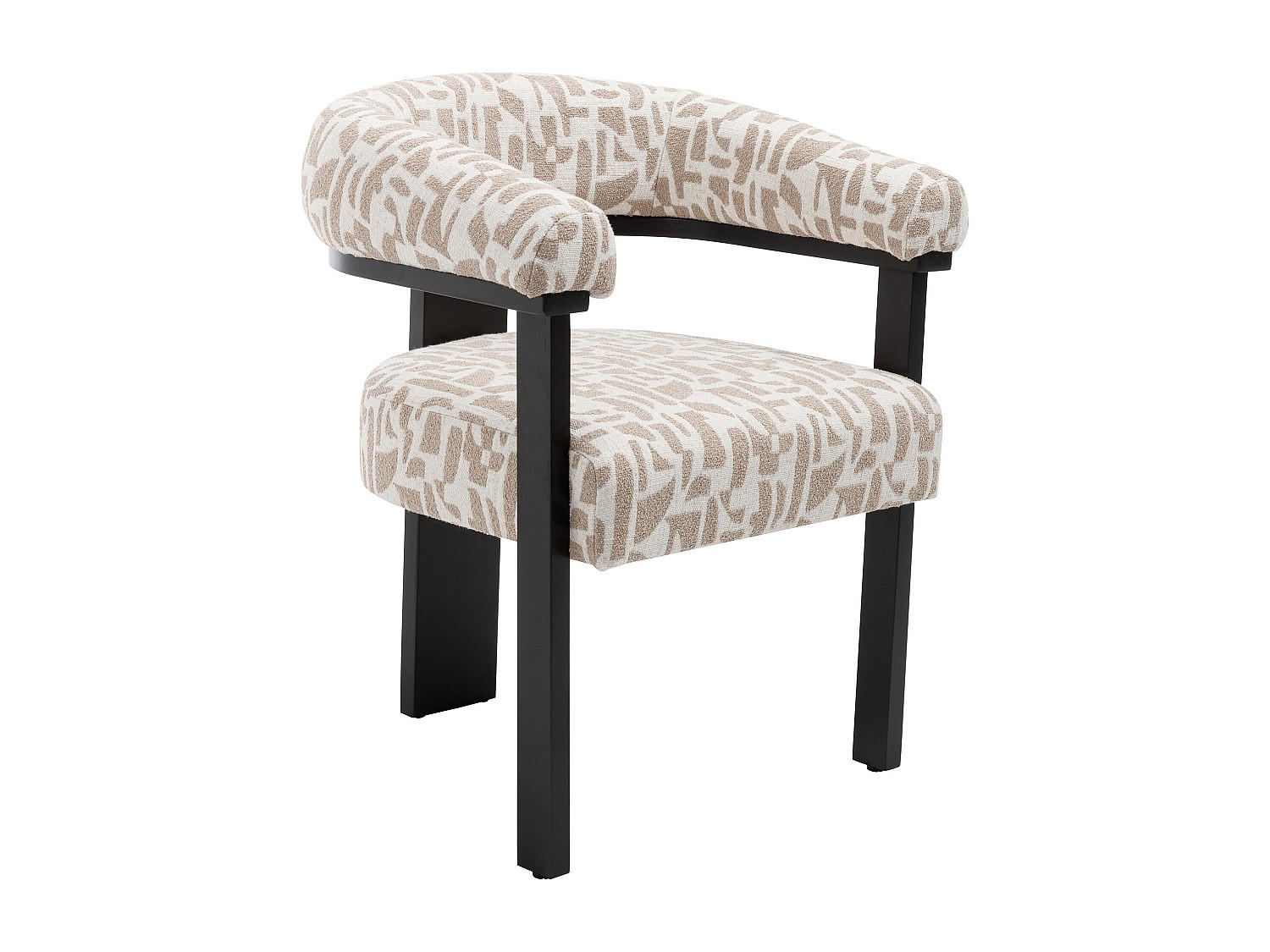 STUHL mit Armlehnen 1er - Strukturstoff Bicolor & Kautschukholz schwarz - Creme & Taupe - LIVELIA - Schwarz, Textil (60/78/64cm) - Pascal Morabito