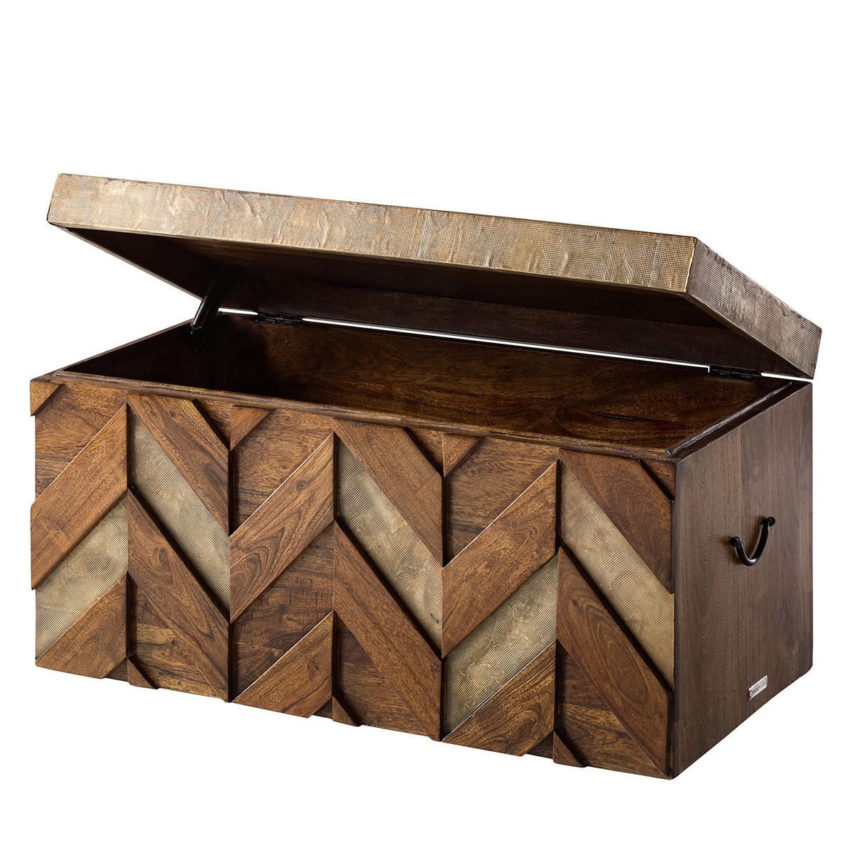 TRUHE - Akazie massiv / Metall - Akaziefarben, Holz (80/40/40cm) - home24