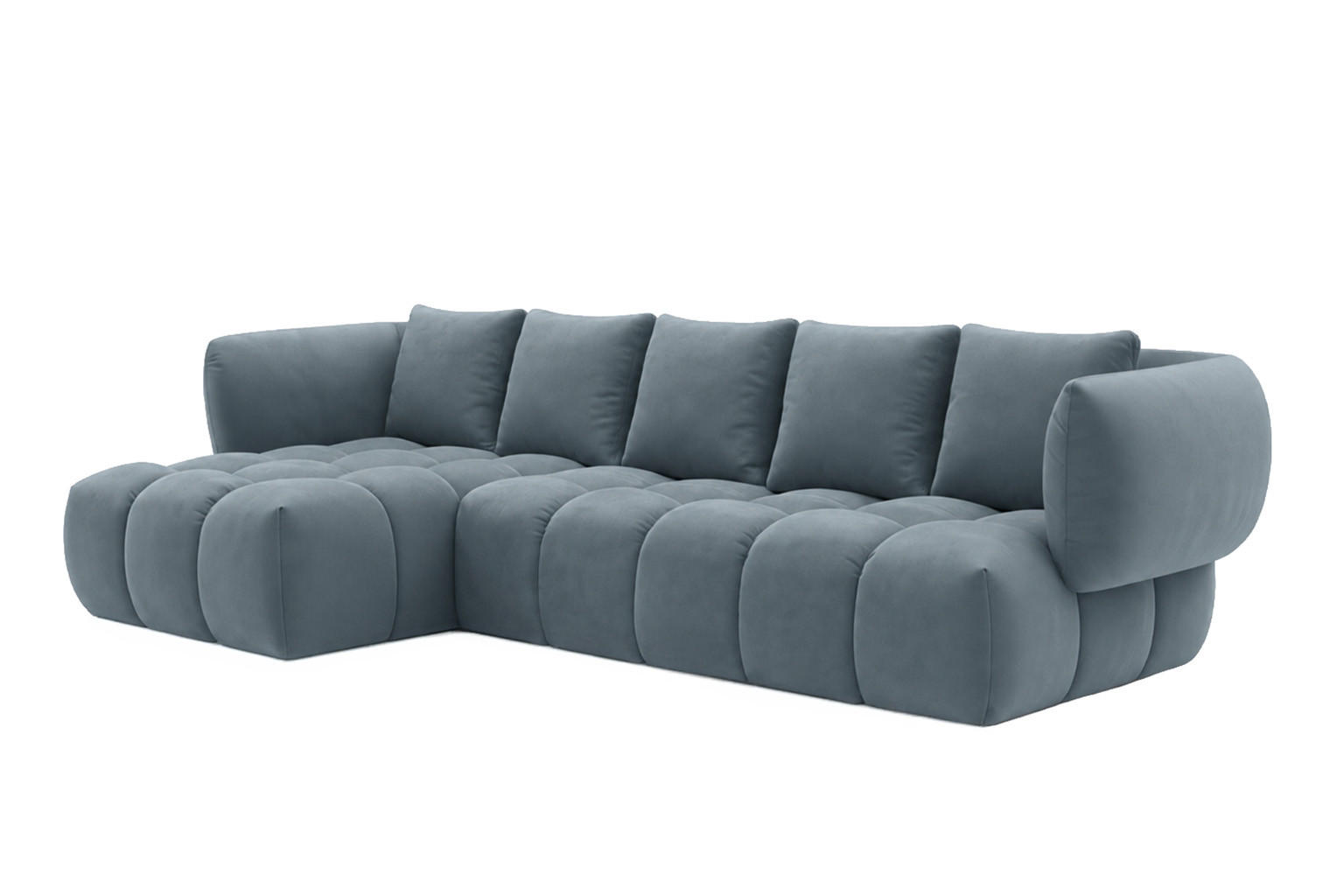 ECKSOFA L-Form, Veloursstoff Bluvel, Blaugrau, Links, SEVIO L - Blaugrau, Holz (242/175cm) - Kaiser Möbel
