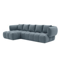 ECKSOFA L-Form, Veloursstoff Bluvel, Blaugrau, Links, SEVIO L - Blaugrau, Holz (242/175cm) - Kaiser Möbel