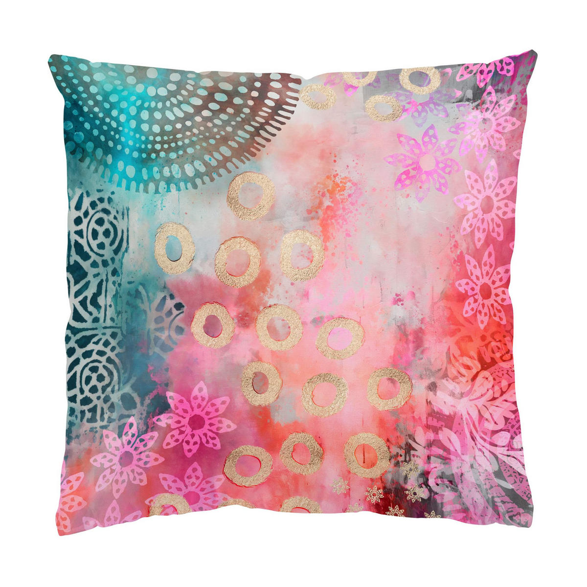 KISSENBEZUG Pink und türkises Batik Muster 40/40 cm - Pink, Textil (40/40cm) - Bilderwelten