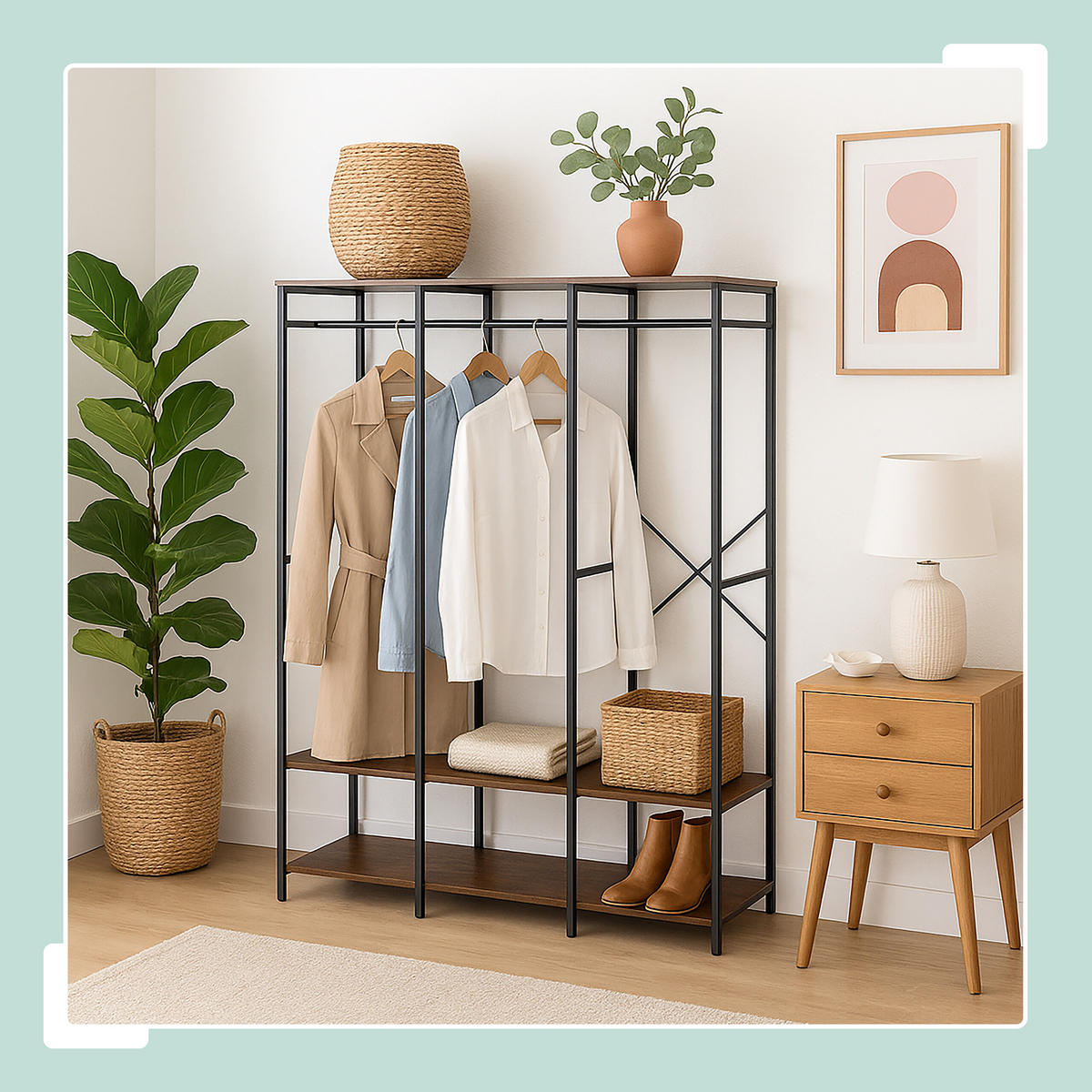 GARDEROBE - Schwarz, Holzwerkstoff/Metall (141/180/40cm) - Relaxdays