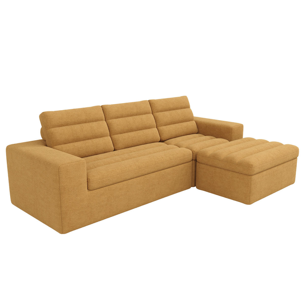 SOFA Modulares Ecksofa mit Hocker 253 x 161 x 89 cm Orange - Orange, Kunststoff (161/253cm) - Meubliv